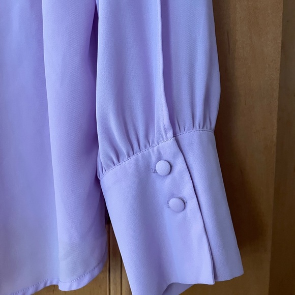 Eloquii Lilac Purple Sheer Blouse with Tie Front and arm slit Size 16 - Picture 4 of 5